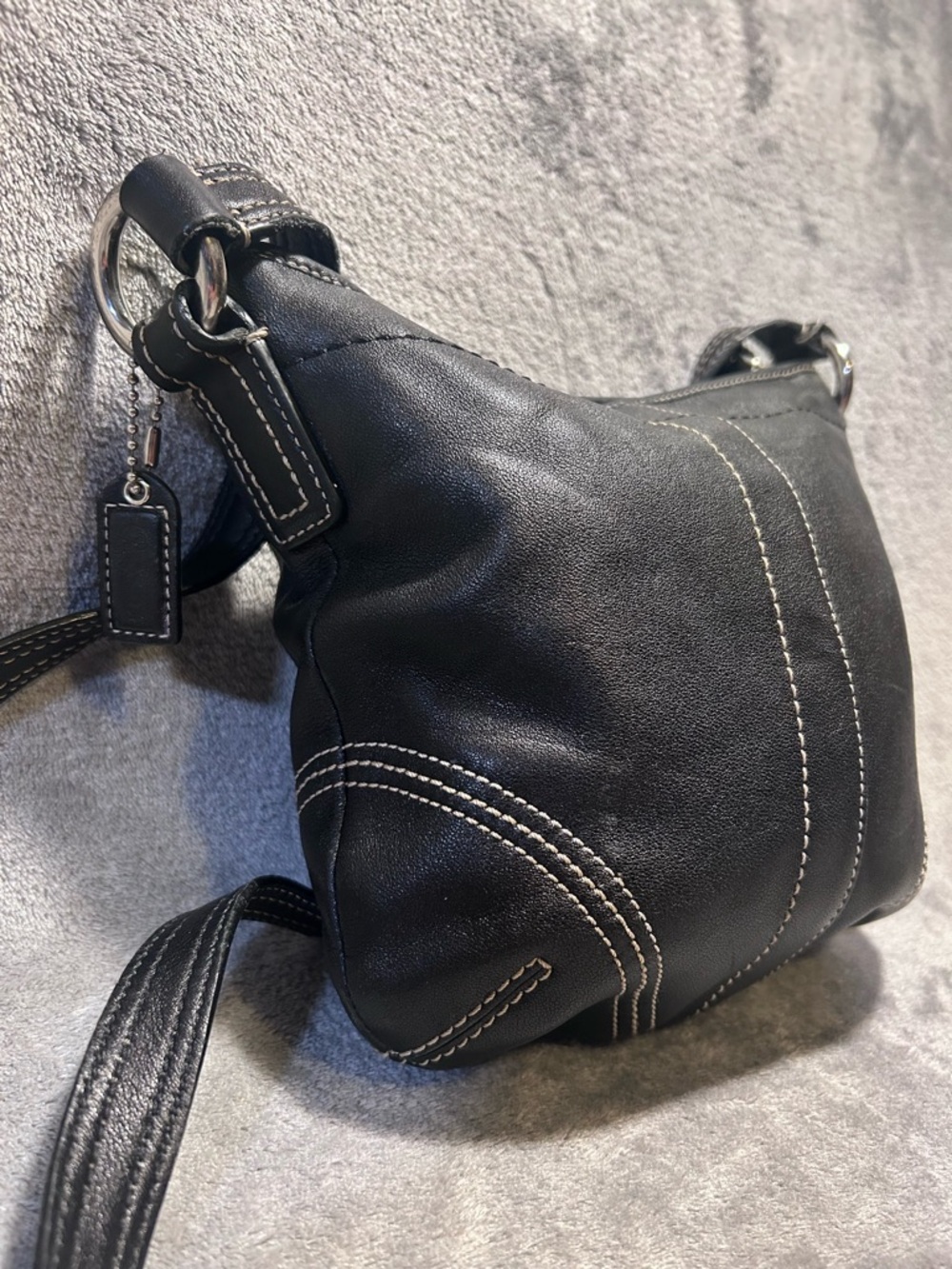 Coach Soho Black Leather Tassel Crossbody Hobo - Picture 7 of 11